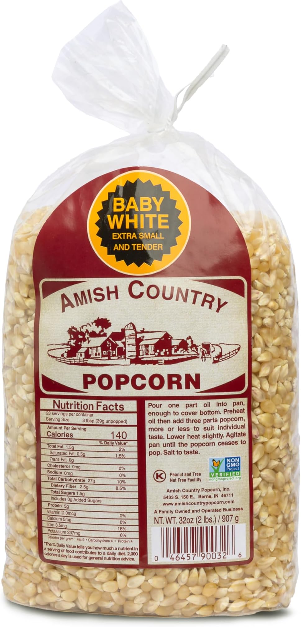 2 lb Bag | Baby White Popcorn Kernels | Small and Tender | Old Fashioned, Non-GMO and Gluten Free (Baby White - 2 lb Bag)
