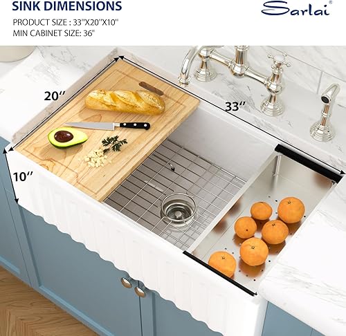 Miniatura 52 de Sarlai - Cerámica de porcelana de fregadero de porcelana, color blanco Blanco,Negro -,Negro estación de trabajo,Blanco estación