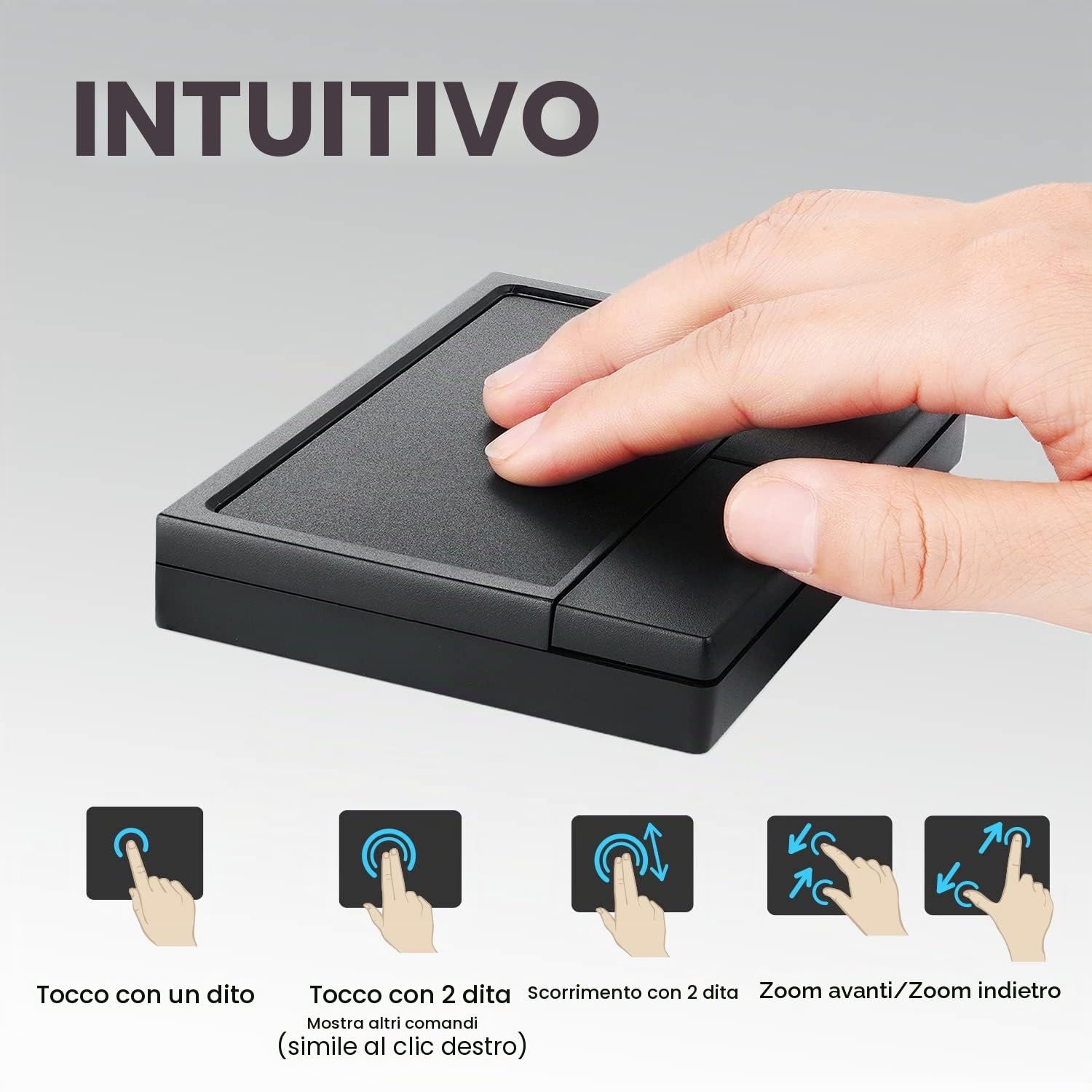 perixx PERIPAD-704 Touchpad wireless, trackpad portatile per utenti desktop e portatili, grandi dimensioni 12 x 9 x 1,9 cm (senza fili), nero