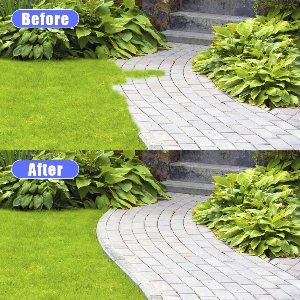 Half Moon Edger Lawn Tool, Manual Step Edger Saw Tooth Garden Hand Edging Shovel with Steel Long Handle for Yard Landscaping Borders Sidewalk Driveways Cable Burying Maintenance Flower Beds Grass