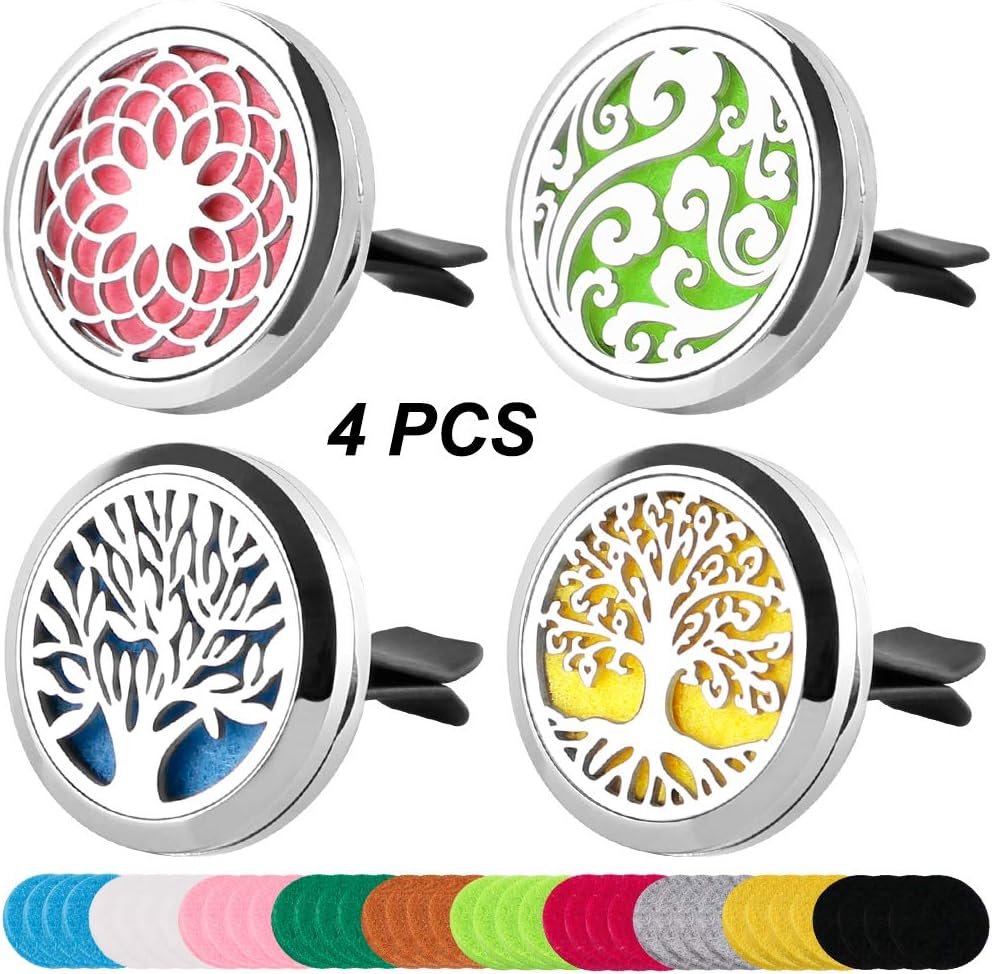 Maromalife 4 PCS Car Diffuser Vent Clip Essential Oil Car Vent Clip Diffuser Car Clip Aromatherapy Small Car Diffuser with 40 Felt Pads