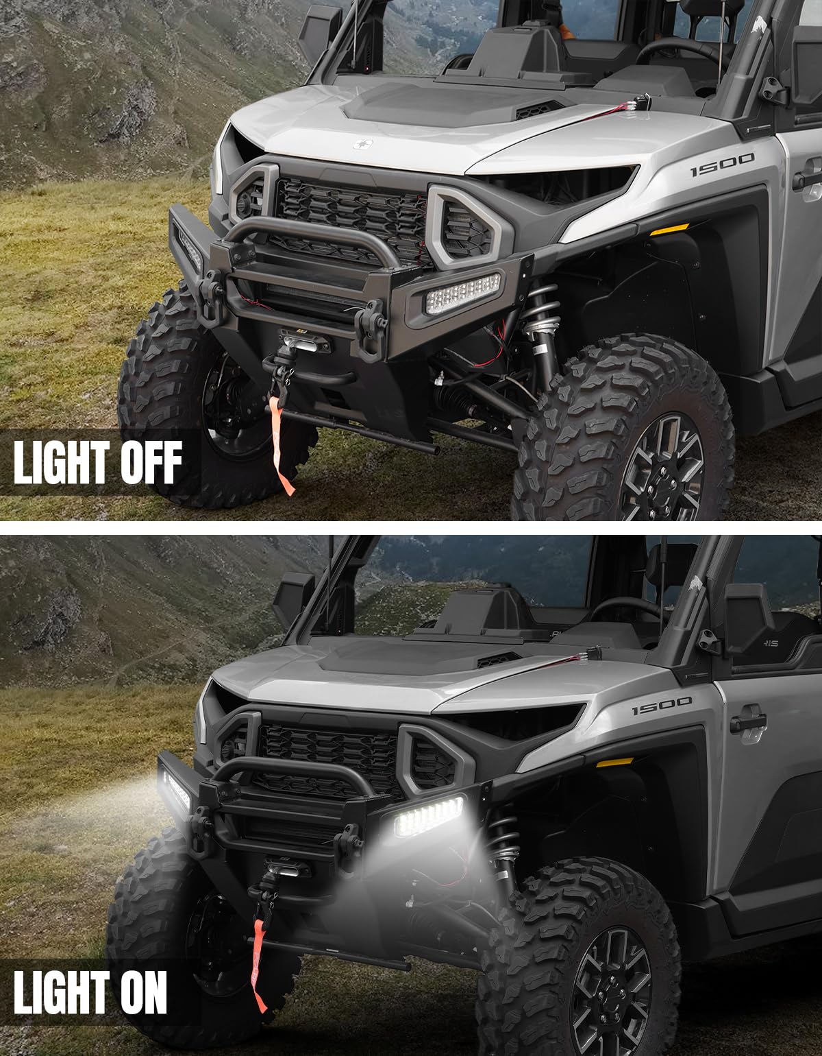 SAUTVS LED Front Bumper Lights For Polaris Ranger 1500 XD 2024-2025 | DRL + Turn Signal | Plug & Play