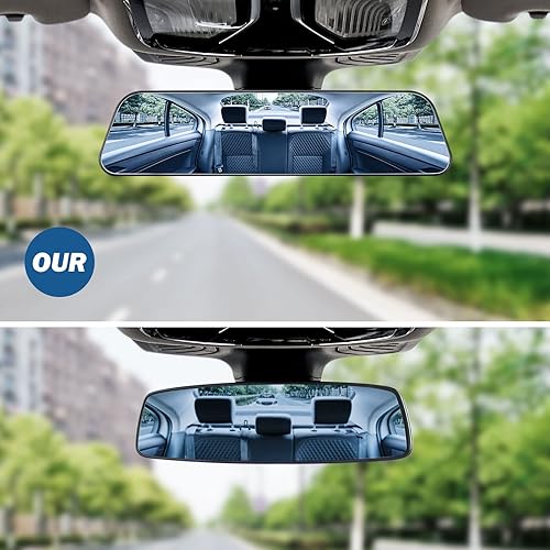 Miniatura 2 de JOYTUTUS Espejo retrovisor, retrovisor panorámico antirreflejo de 12 pulgadas, espejo retrovisor convexo de gran angular con clip interior para