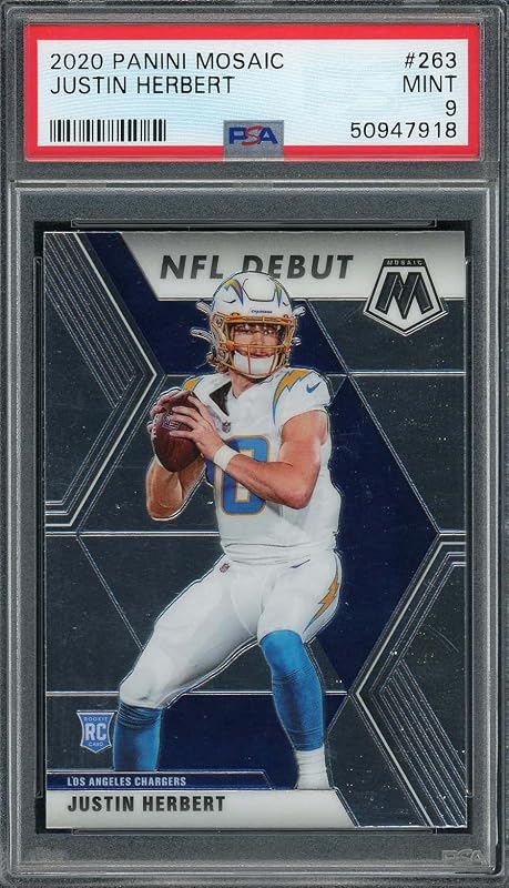 Justin Herbert 2020 Panini Mosaic Football Rookie Card #263 PSA 9