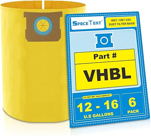 SpaceTent Paquete de 6 bolsas de filtro de repuesto VHBL de alta eficiencia para Vacmaster de 12 a 16 galones de aspiradora húmedaseca - Parte #