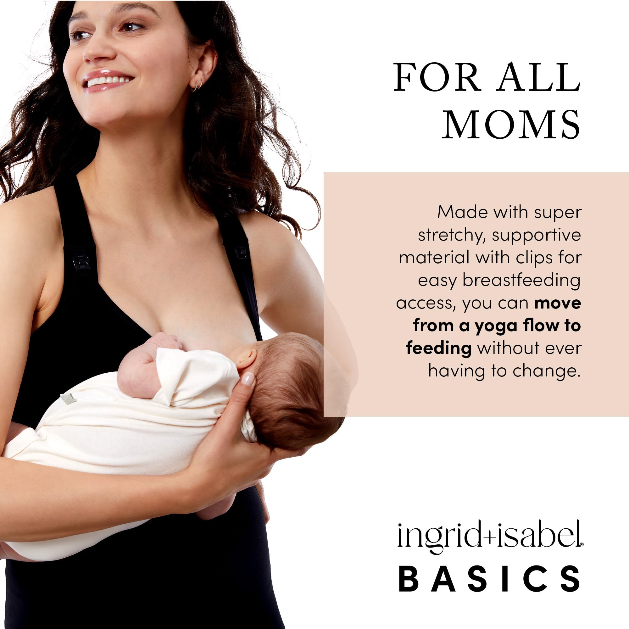 Ingrid & Isabel Basics Nahtloser Schwangerschafts- und Still-Sport-BH, geringe bis mittlere Belastung