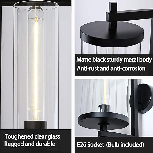 Miniatura 5 de Modernos apliques de pared para exteriores de 16 pulgadas, de metal antioxidante, lámparas de pared para exteriores, impermeables, con pantalla de