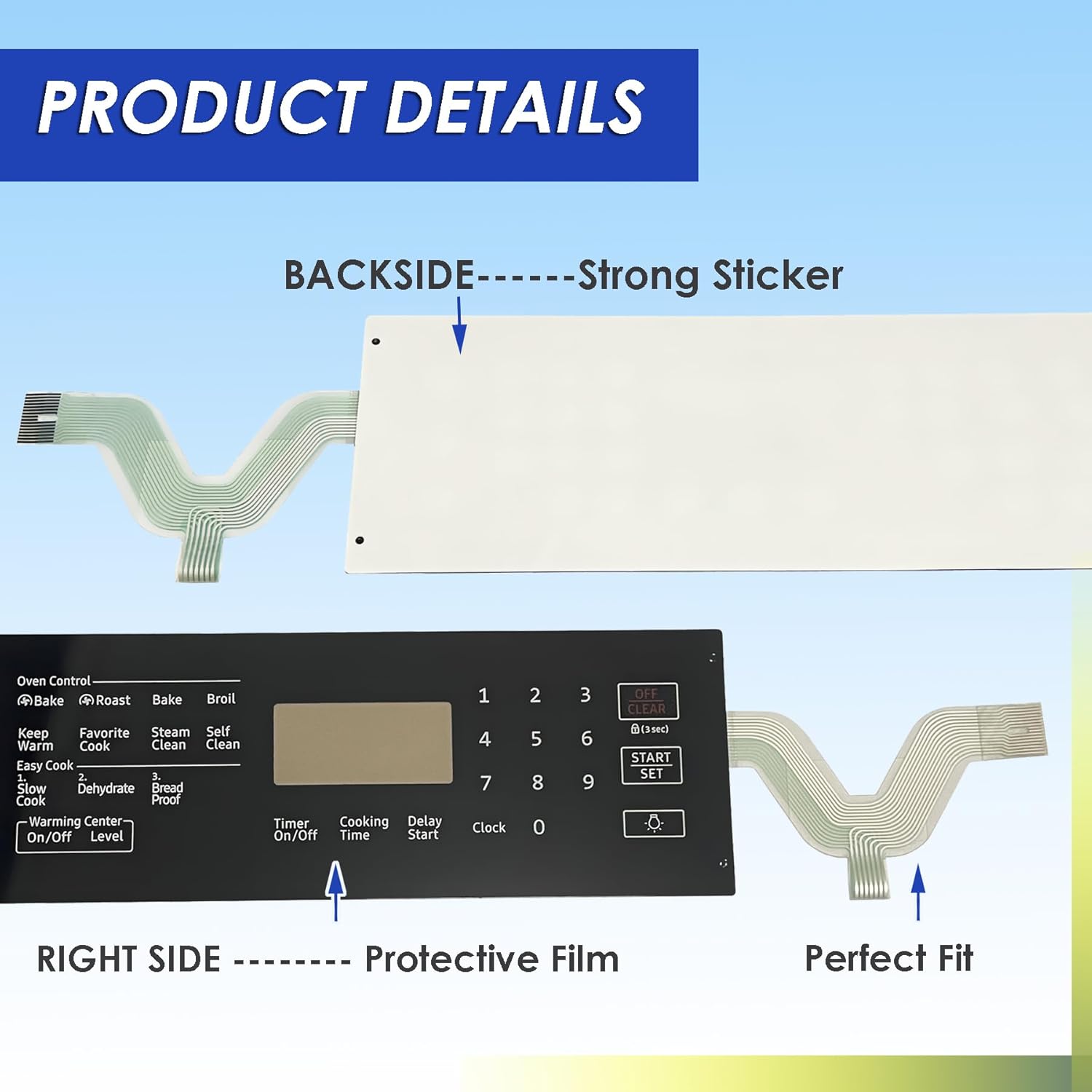 DG34-00030A Range Membrane Switch Touchpad PD00040719 4010969 AP5967636 PS11720662 EAP11720662 Range Touch Control Panel Fit for Samsung Stove Ovens NE59J7630SS/AA NE59J7630SB/AA NE59J7630SG/AA