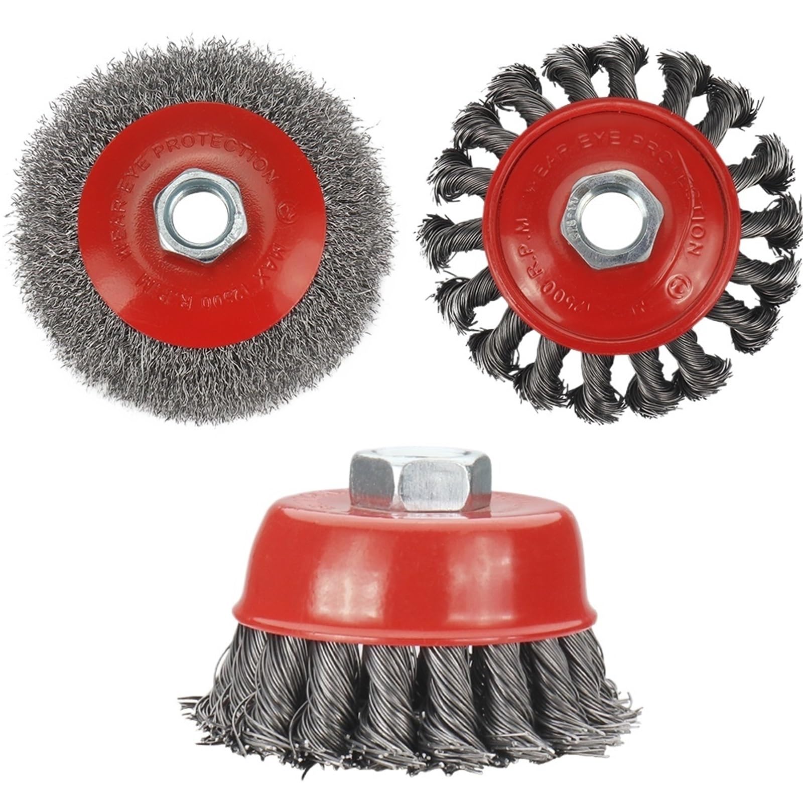 Spazzole metalliche a tazza, Set di spazzole for ruote a tazza in filo acciaio 75-100mm M14 5/8-11 pollici 6 pezzi for smerigliatrice angolare(3pcs,M14)