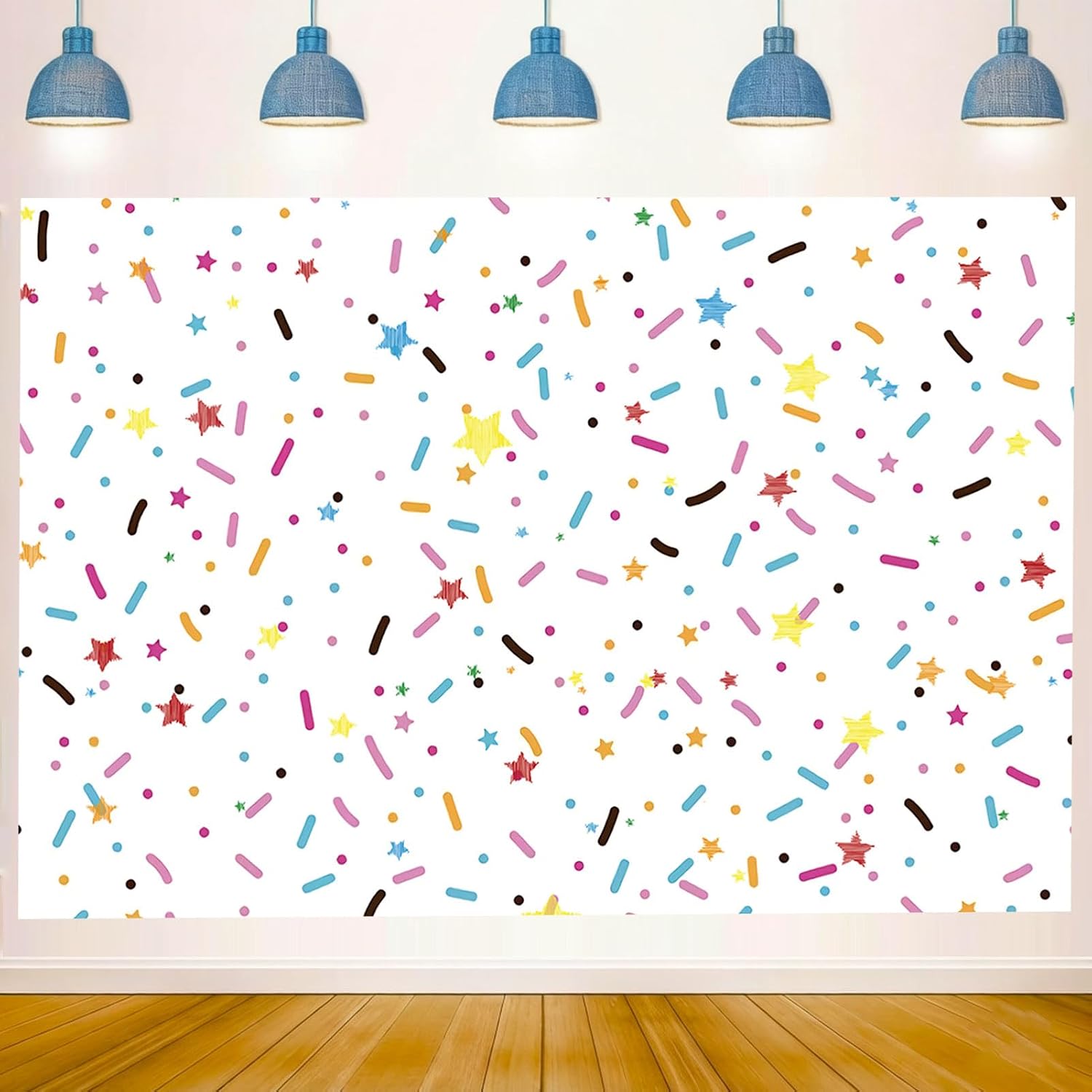 Qian Sprinkle Photography Backdrop Colorful Confetti Donut Grow Up Photo Background for Donut Birthday Party Decoration Girls Baby Shower Cake Table Supplies (8x6 FT)