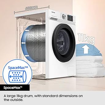 Samsung Series 5 Washer Dryer, AI Energy, Wi-Fi enabled, 11 kg 1400rpm, White, WD11DG5B15BEU1 [Energy Class D]