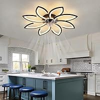 Vista 16 de Modern Flower Ceiling Fan with Light and Remote, Low Profile Ceiling Fans with Lights, 36 Inch Black Flush Mount Ceiling Fan with 3 Light Color 6