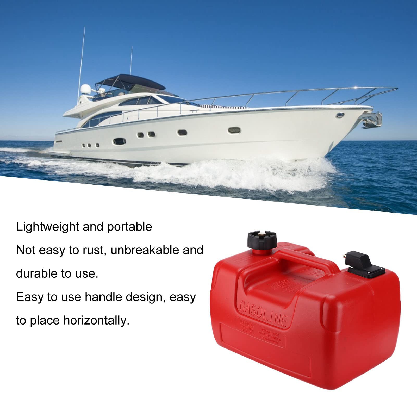 Bootskraftstofftank, Tragbarer Kraftstofftank, Marine-Außenbord-Kraftstofftank 12 L, Rot, Tragbar, Leicht, Plug-and-Play-Ersatz