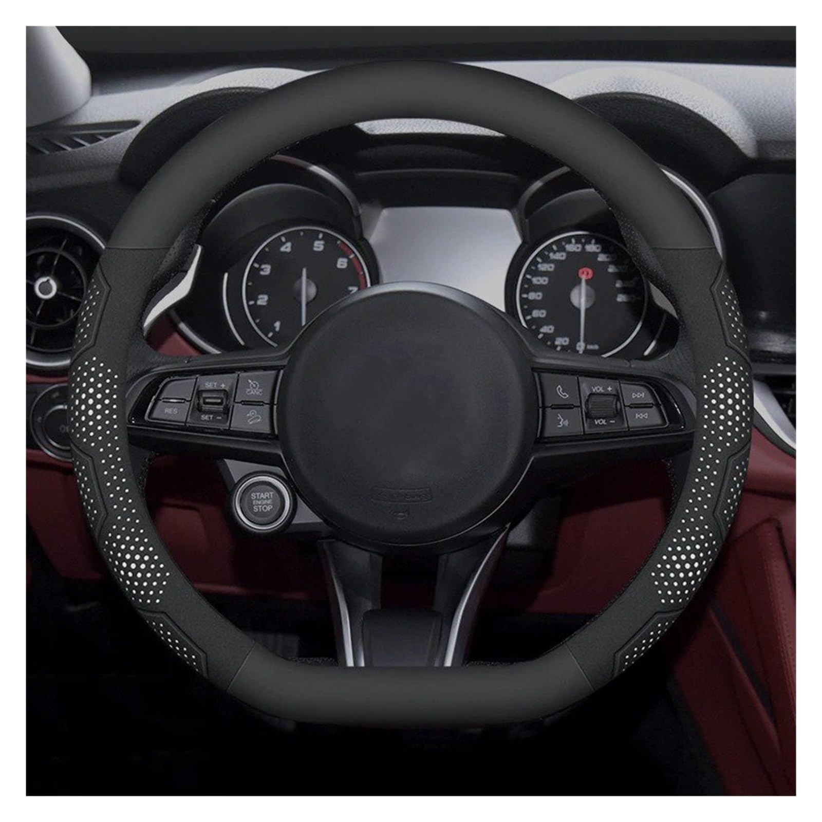 Protezione Antiscivolo Per Volante Per Alfa Per Romeo Per Giulia Tonale Per Stelvio Coprivolante(D Leather White)
