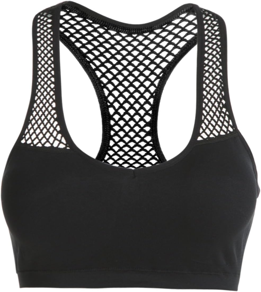 Afrodita Yoga Sports Bra Women's V Neck Racerback Removable Cups Wire Free (Black,L/XL)
