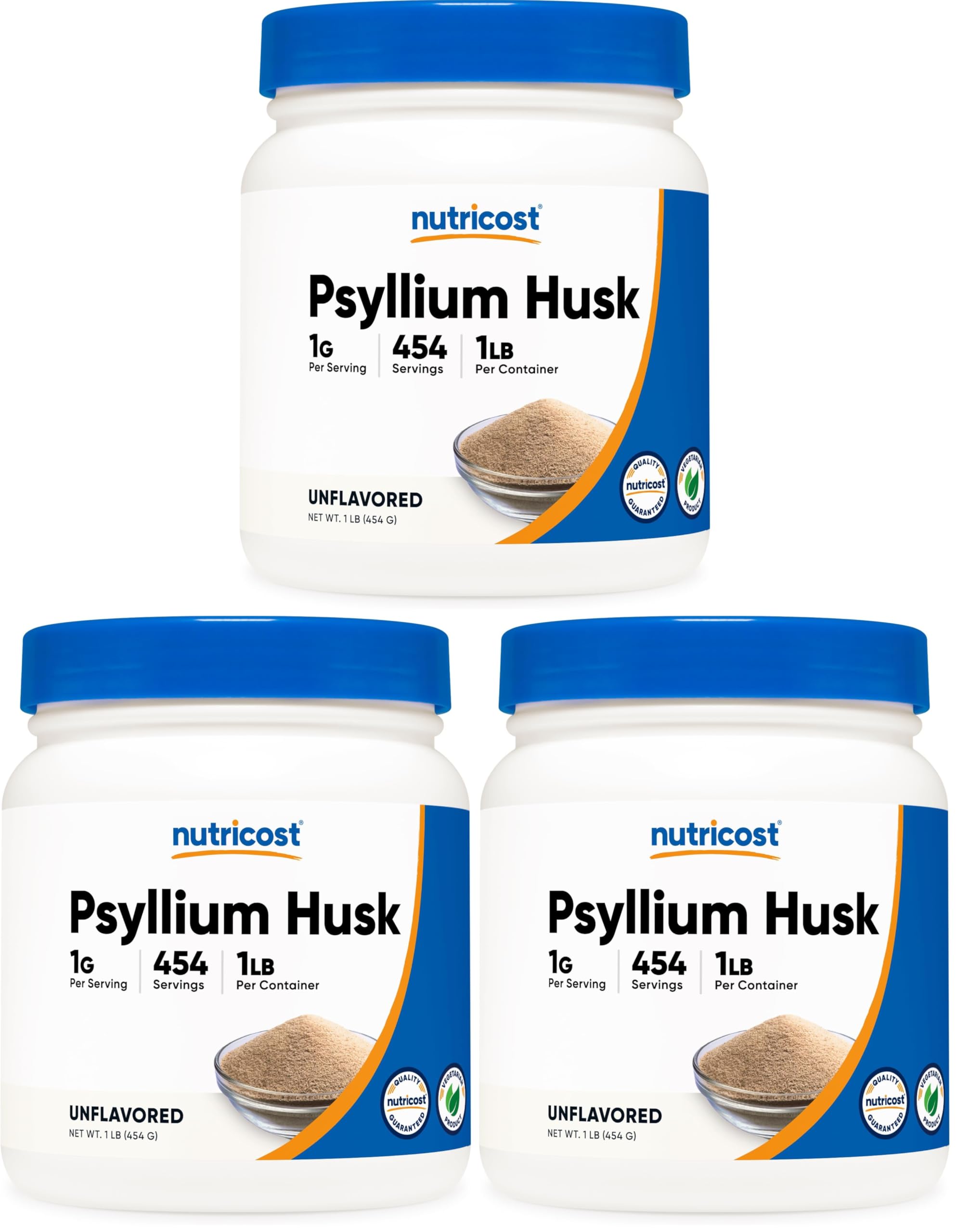 Nutricost Psyllium Husk Ground Powder (1lbs) - Gluten Free and Non-GMO (Pack of 3) 1 Pound (Pack of 3)