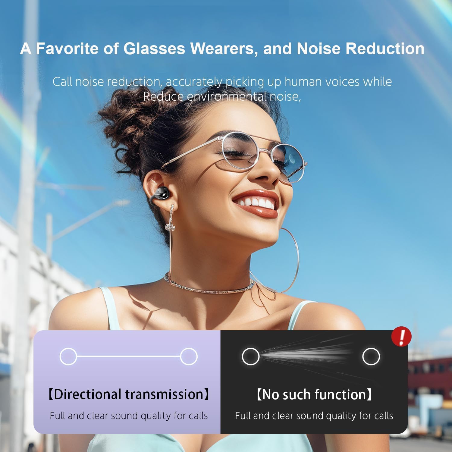 Clip on Earbuds for Small Ears, Open Ear Wireless Bluetooth 5.4 Headphones, 40H Playtime Air Conduction, Comfort Fit for Glasses, Waterproof Sport Ear Buds with Digital Display & MIC