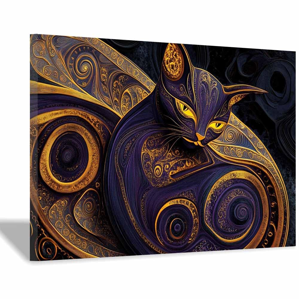 JOSUE Large Animal Canvas Wall Art Abstract Lines Modern Large Panoramic Landscape Artwork for Living Room Bedroom Bathroom Office Home Decor(Purple 15)-70x100cm Framed