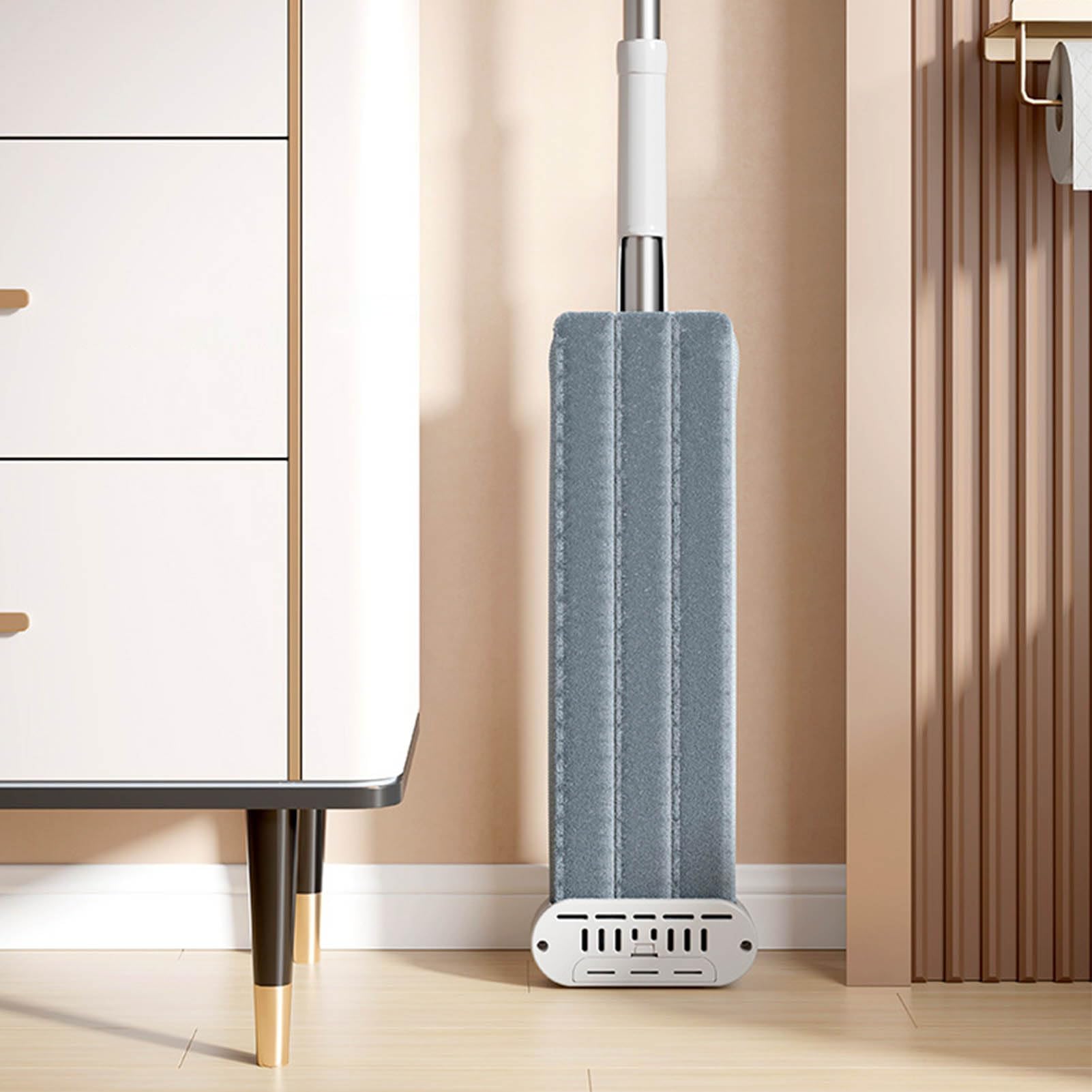 Trapeador en Aerosol 2 en 1 para Limpieza de Pisos con Función de Eliminación de ácaros Trapeador en Seco y Húmedo para Uso Doméstico Acero Inoxidable y Paño de Algodón (Paneles de 36 cm.)