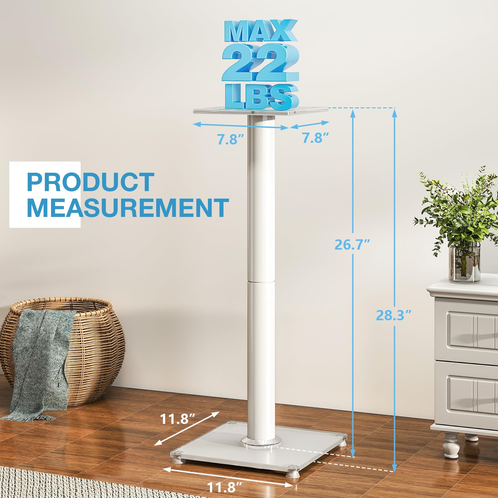 5Rcom Support D'enceinte Universel Pieds Enceintes - Hauteur 680 mm - Supporte Les Allant Jusqu'a 10kgs - Ensemble de 2 - Gestion des Câbles - Facile À Assembler