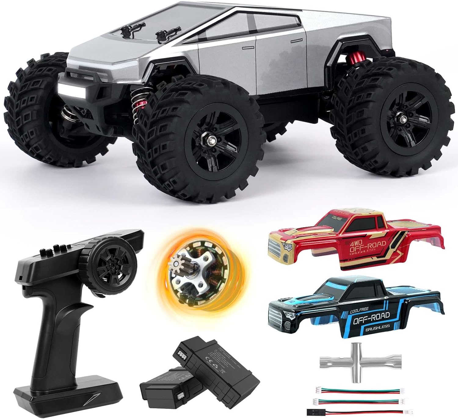 JT20W-V2 1/20 Scale 4WD Brushless RC Car for Adults,45KPH High Speed Hobby RC Truck,4x4 Waterproof Off-Road Remote Control Electric Vehicle,All Terrain RTR Fast Buggy with 2 Lipo Batteries