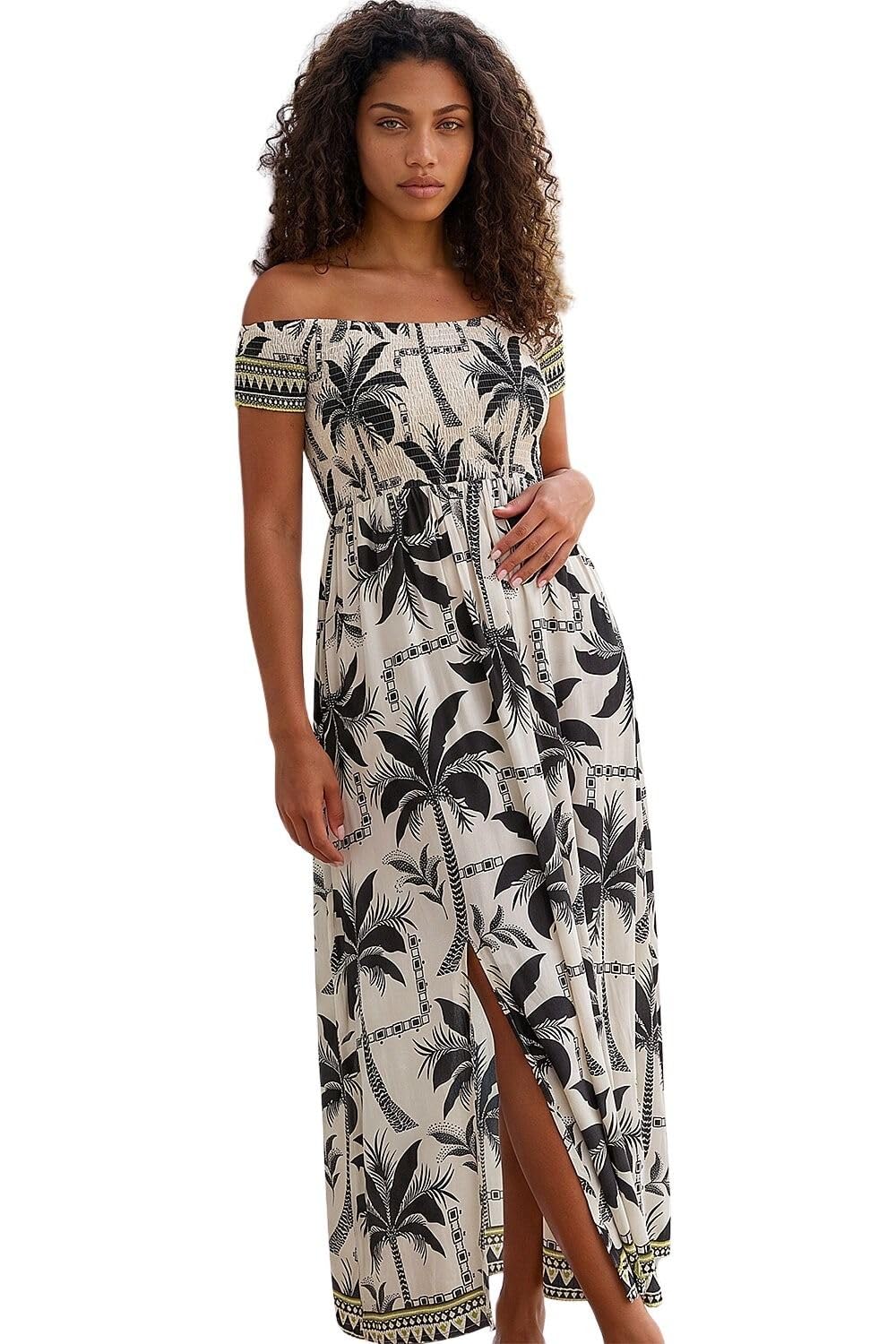 Roman - Women's - Petite Palm Bardot Midi Dress - Ivory - Size 18