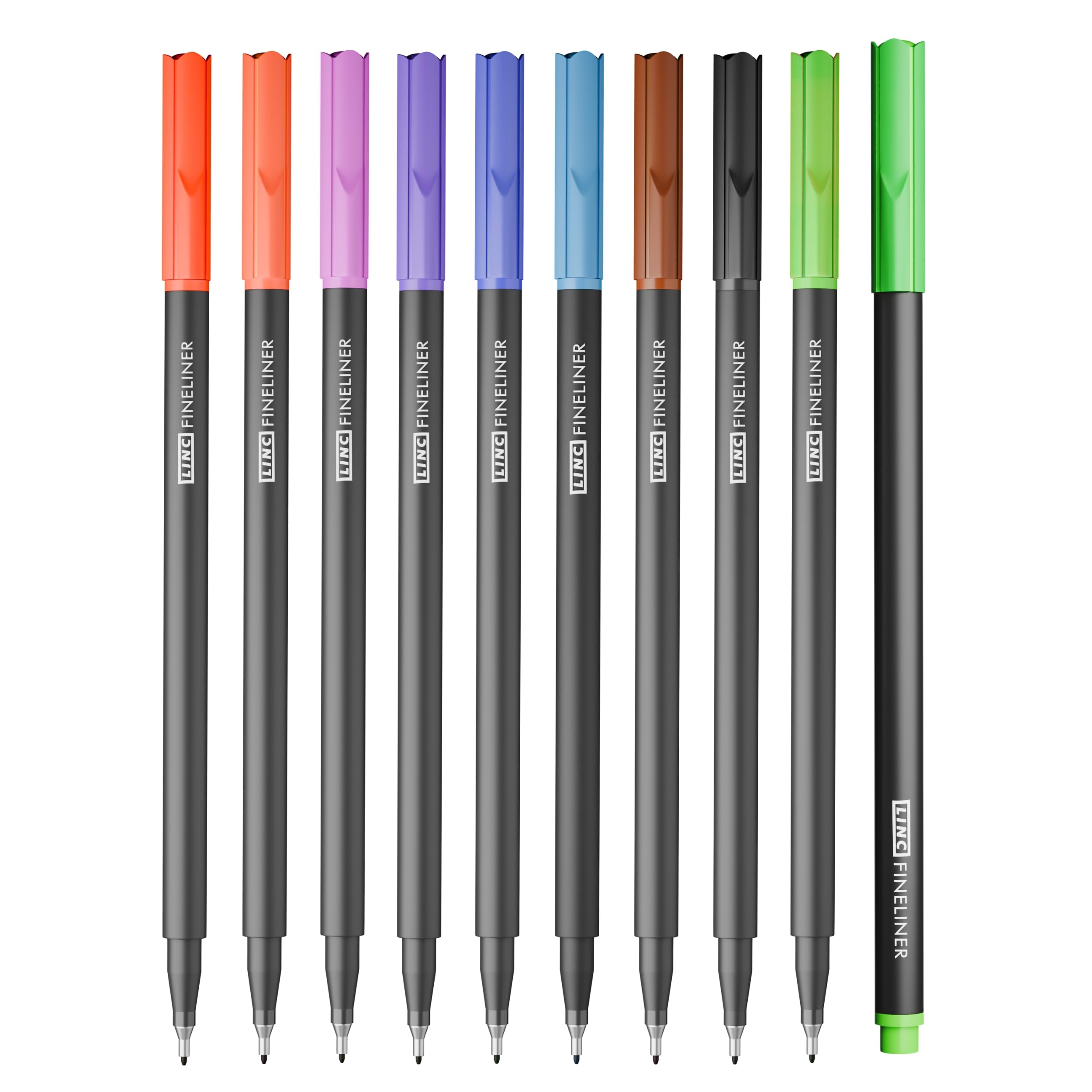 Linc 0.4mm Fineliner Marker Pens | Advanced Non-Bleed Formula | Non-Toxic Ink with Smooth Writing Experience | Ideal for Students, Professional & Artist | Multicolor, Pack of 10-image-41
