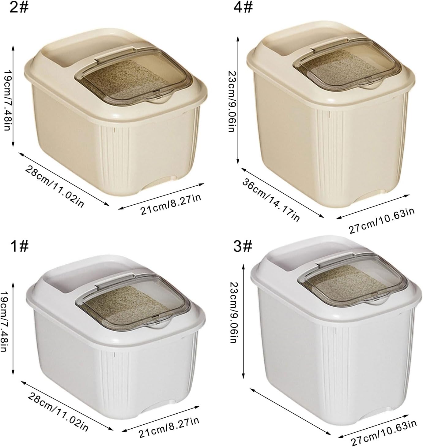 Kitchen with Visible Tight Technology for Flour Rice Dry Food Rice Bin with Window