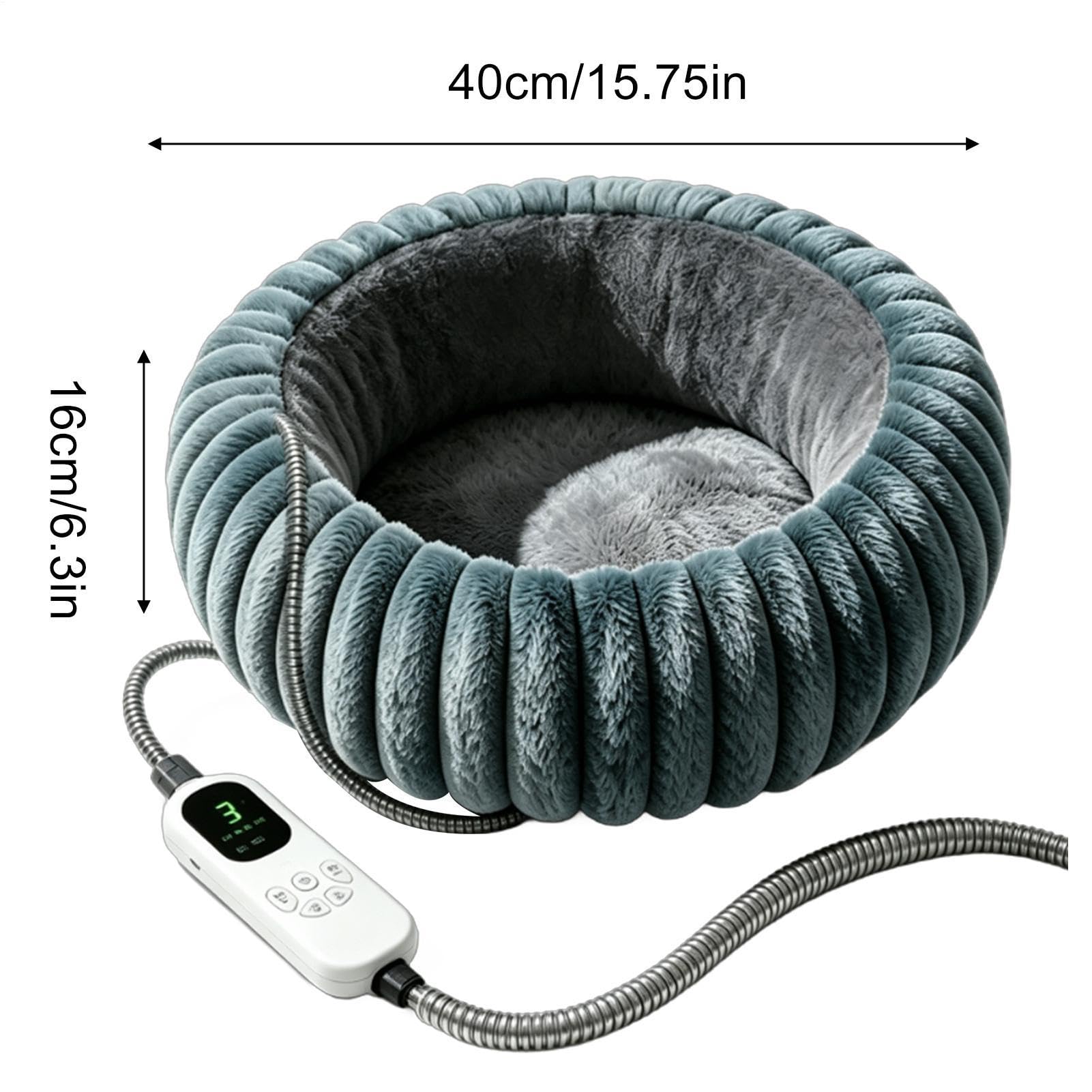 Cuccia riscaldata per cani, rotonda, con timer e 9 regolabili | Grande letto per gatti per divano, soggiorno, camera da letto, ufficio, pavimento, mobili, tempo in famiglia e viaggi