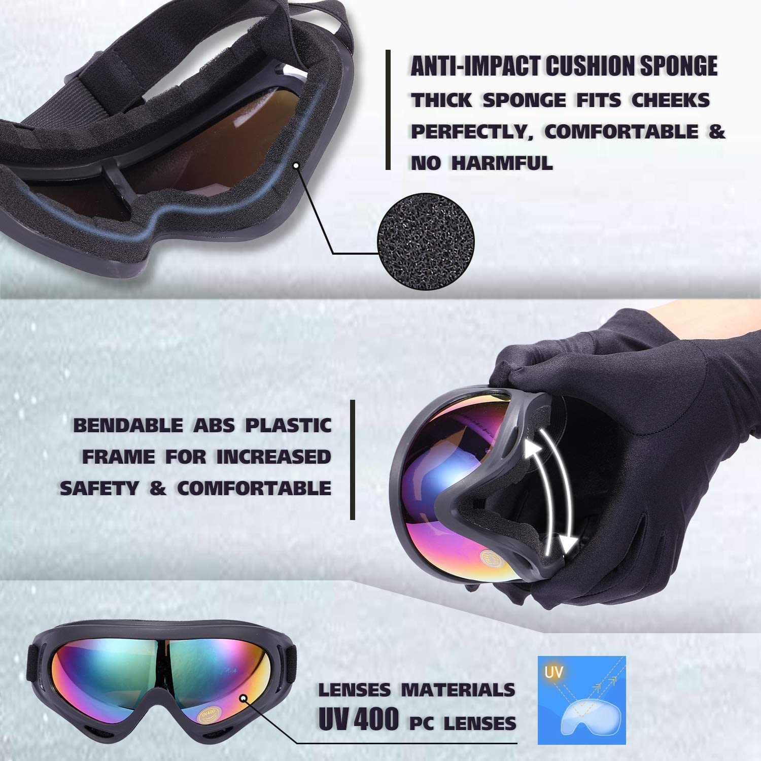 Snowmobile Goggles Heated WUUOSSYUIS Premium Snowboard Goggles Inner ...