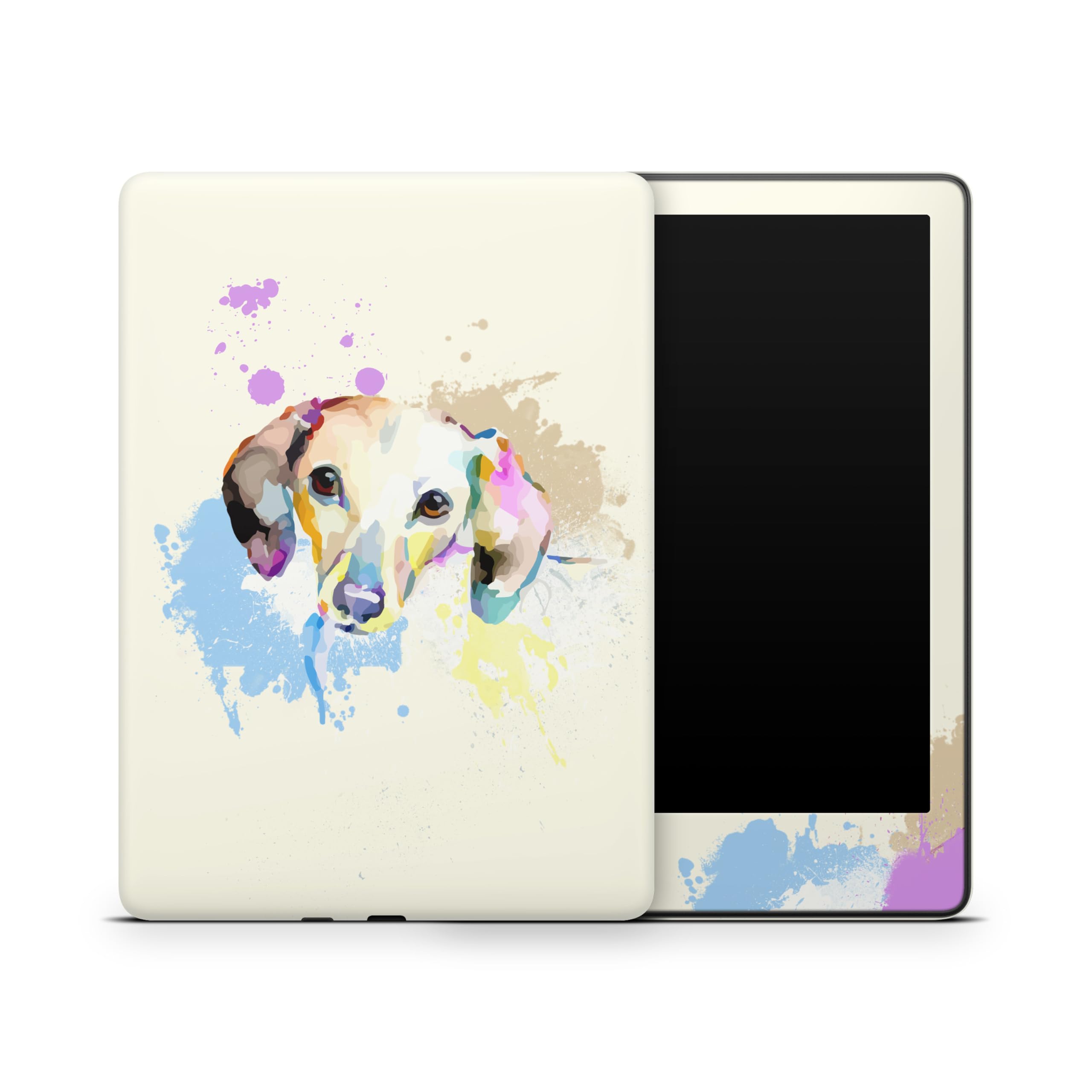 ZOOMHITSKINS Glitter Kindle Skin Compatible with Kindle Paperwhite Gen 11 (2021), Beige Neon Pastel Dog Puppy, Easy Bubble-Free 3M Vinyl Decal, Made in The USA