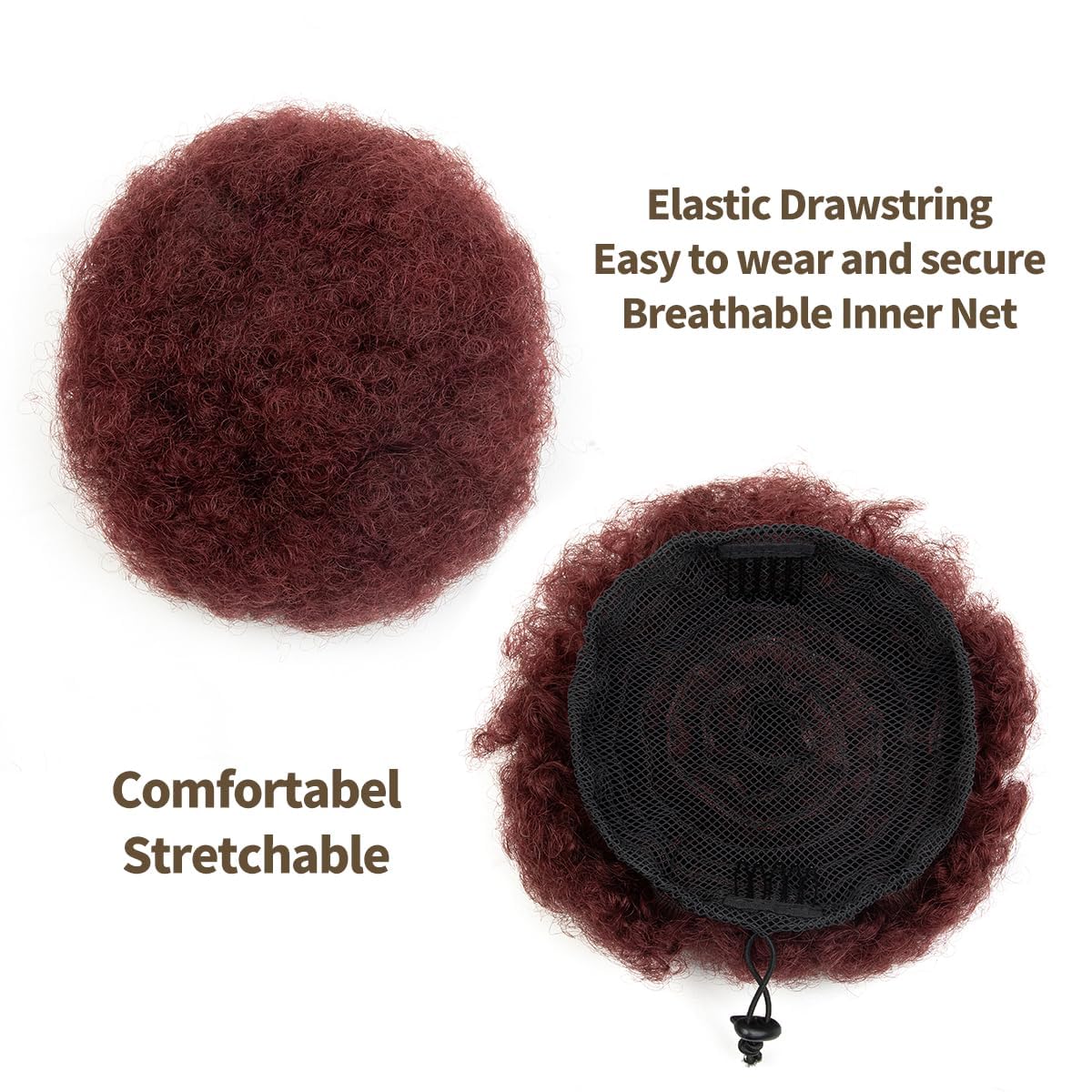 Coda di cavallo, capelli umani, con coulisse, coda di cavallo, capelli corti e ricci, chignon con clip