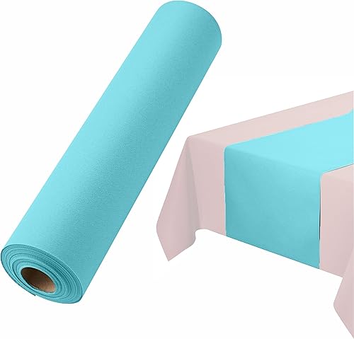 Miniatura 7 de Camino de mesa desechable para mesa de comedor, 16 pulgadas, paquete de 20 caminos de mesa de papel rosa similar al lino para fiestas, bodas