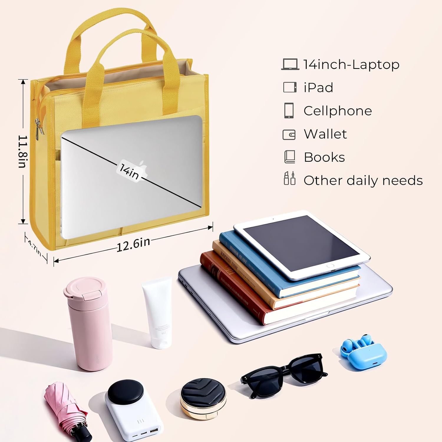 canvas tote bag,bible bags,work bag,laptop tote，Multi pocket large capacity, suitable for white-collar, teachers