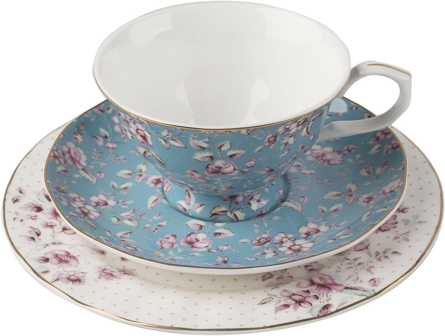 Katie Alice Ditsy Floral Teal Afternoon Tea Set, Bone China 7 x 19 x 19 cm