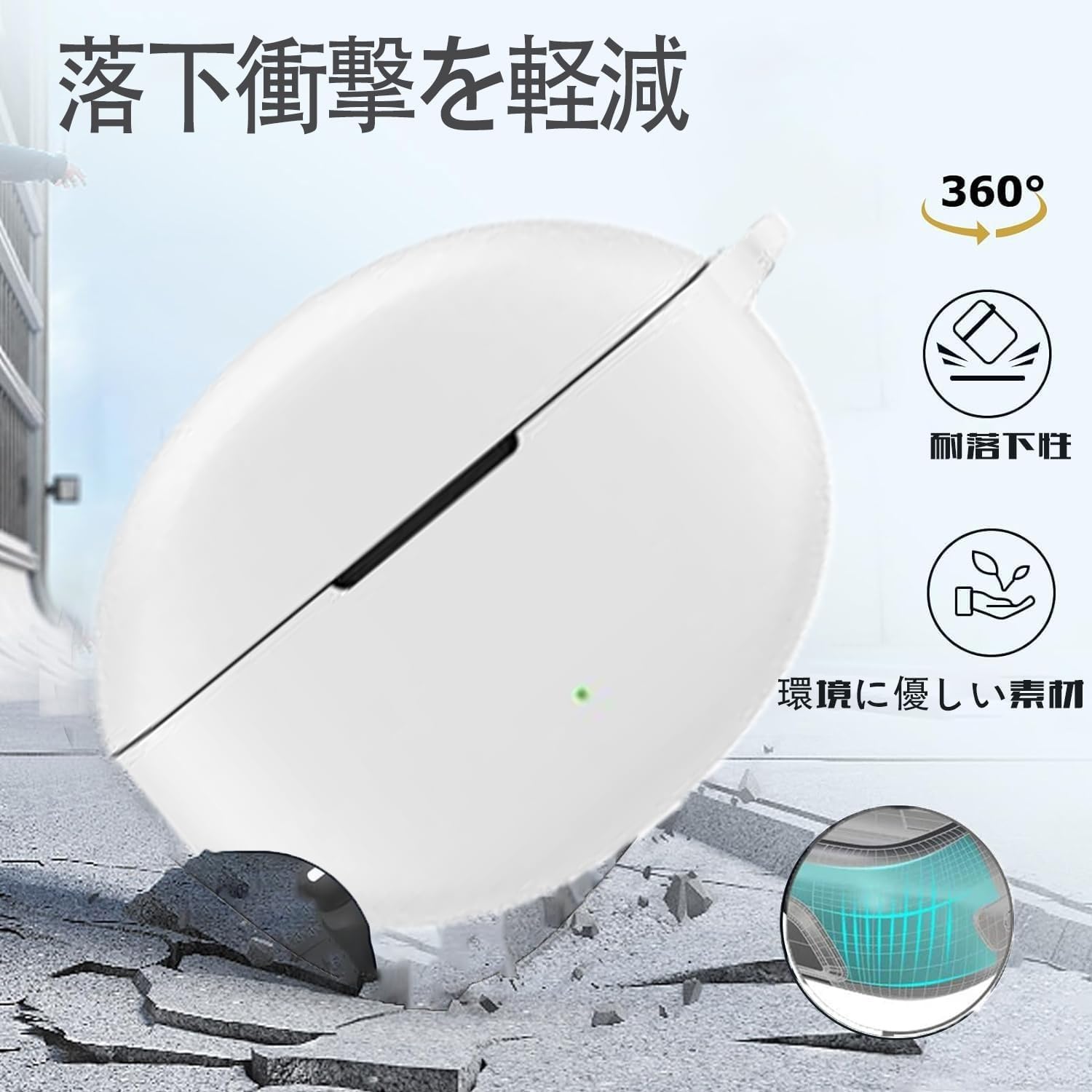 Dl3 Mobilak Compatible with Oppo Enco Air3 Pro Case Cover, Soft Silicone Shockproof Protective Case Wireless Earbuds with Carabiner, Front LED Visible (White)