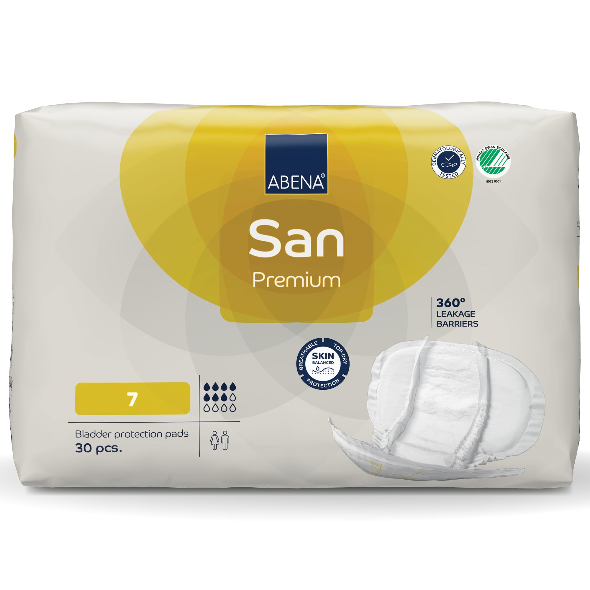 San Premium Incontinence Pads, Moderate Absorbency, (Sizes 4 to 7), Size 7, 30 Count