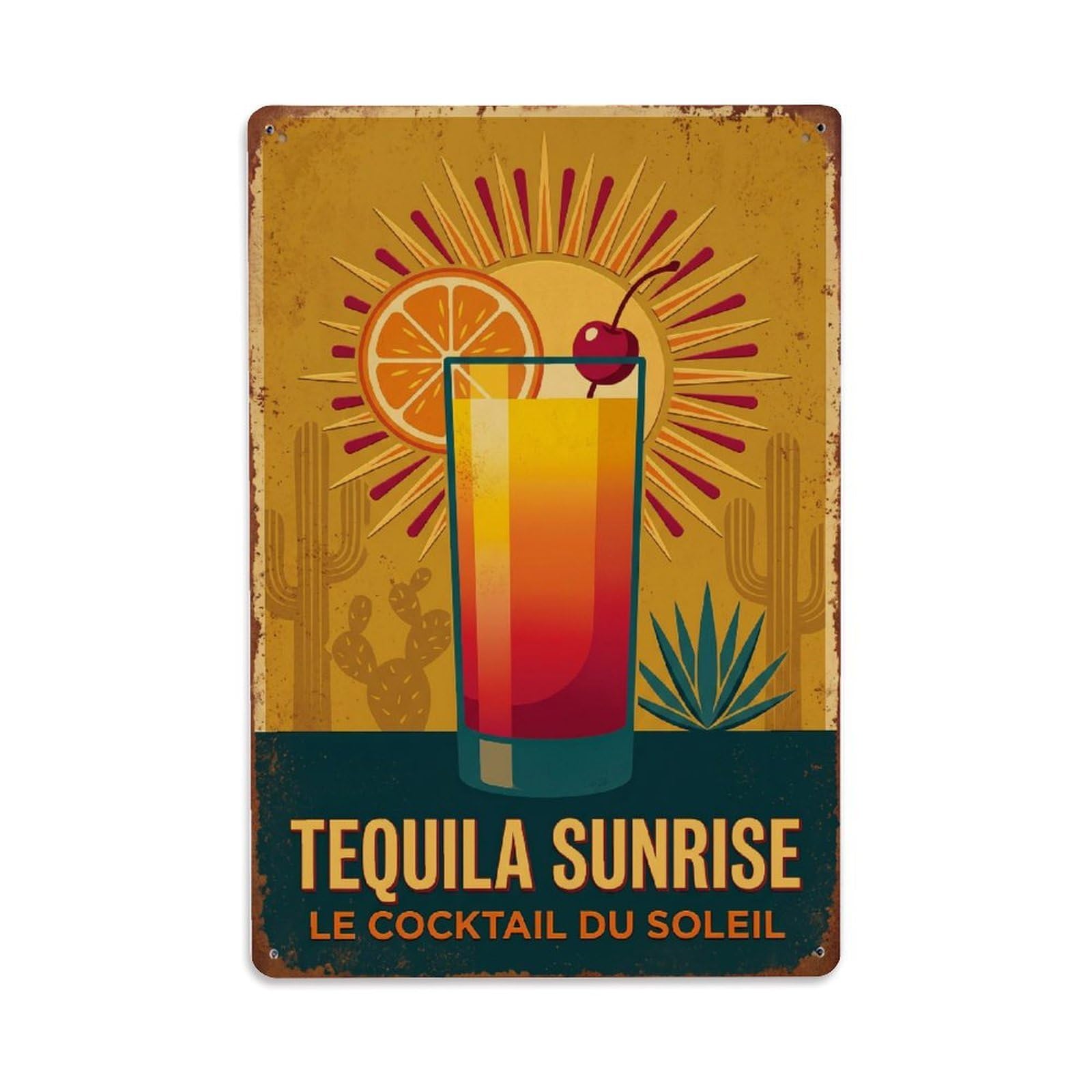 Tequila Sunrise Celebration Moment Metal Tin Sign Plaque Wall Decor for Cafe, Club Bar, Office, Home Garden Metal Poster 8x12Inch