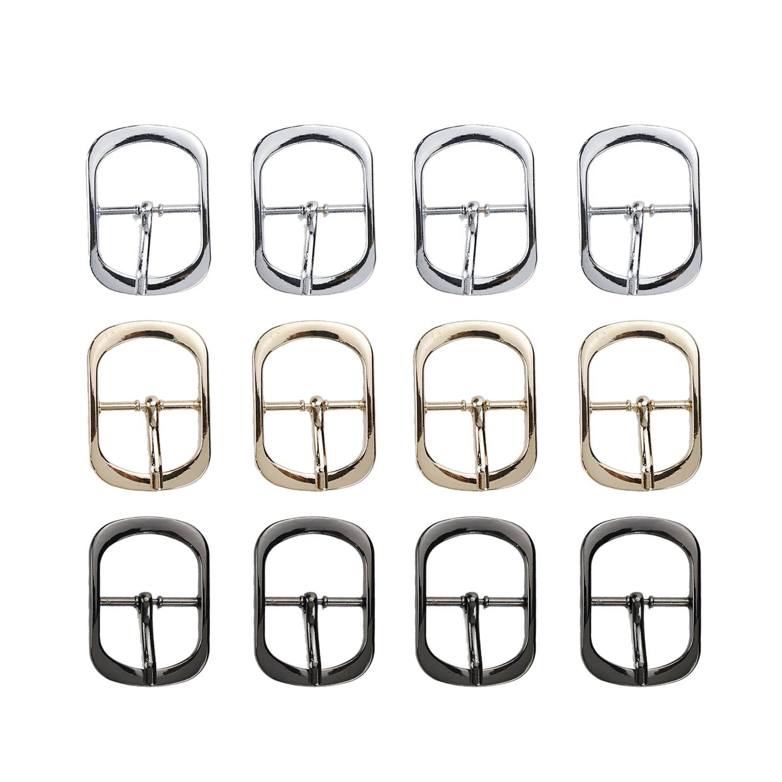 Faotup12Pcs Metal Belt Buckle Adjustable Square Center Bar Buckles for 1 Inch, Gold, 1inch