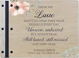 LifeSong Milestones Personalized Memorial Large Service Guest Book 13.37x10x0.75 Those We Love Loss of Loved One Solid Cherry Guest Sign in Registry Funeral Ceremony (Maple)