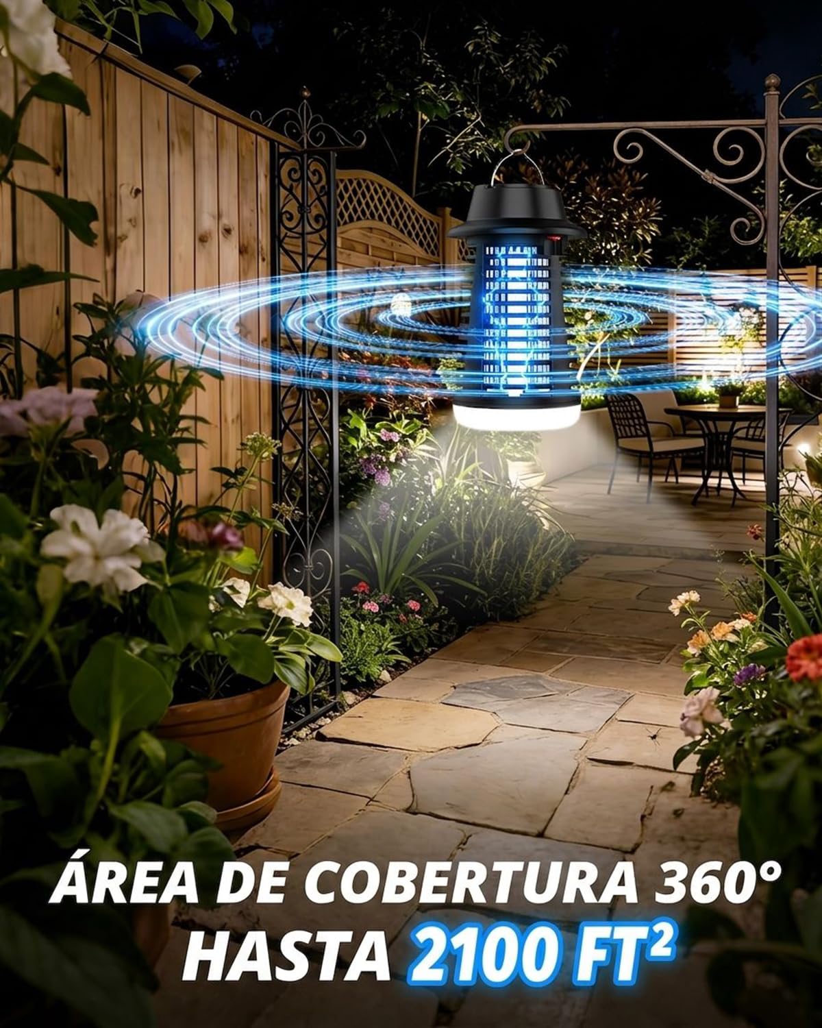 Mata Mosquitos Eléctrico, Lámpara Antimosquitos para Interior y Exterior, Mosquitos Eléctrico con Luz UV, Bandeja Extraíble, IPX4, para Dormitorio, Salón, Terraza y Camping
