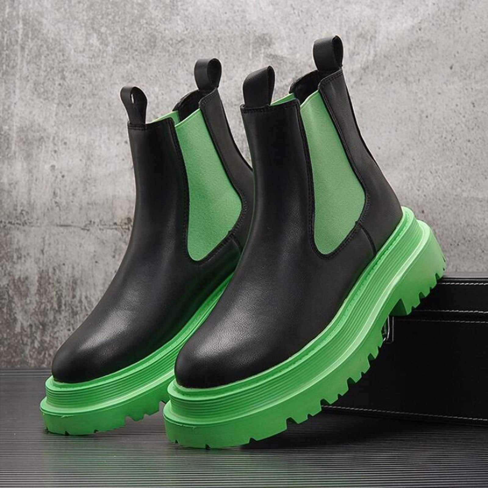 SHUMIJ Rain Boots for Men White Men Platform Boots Thick Sole Man 