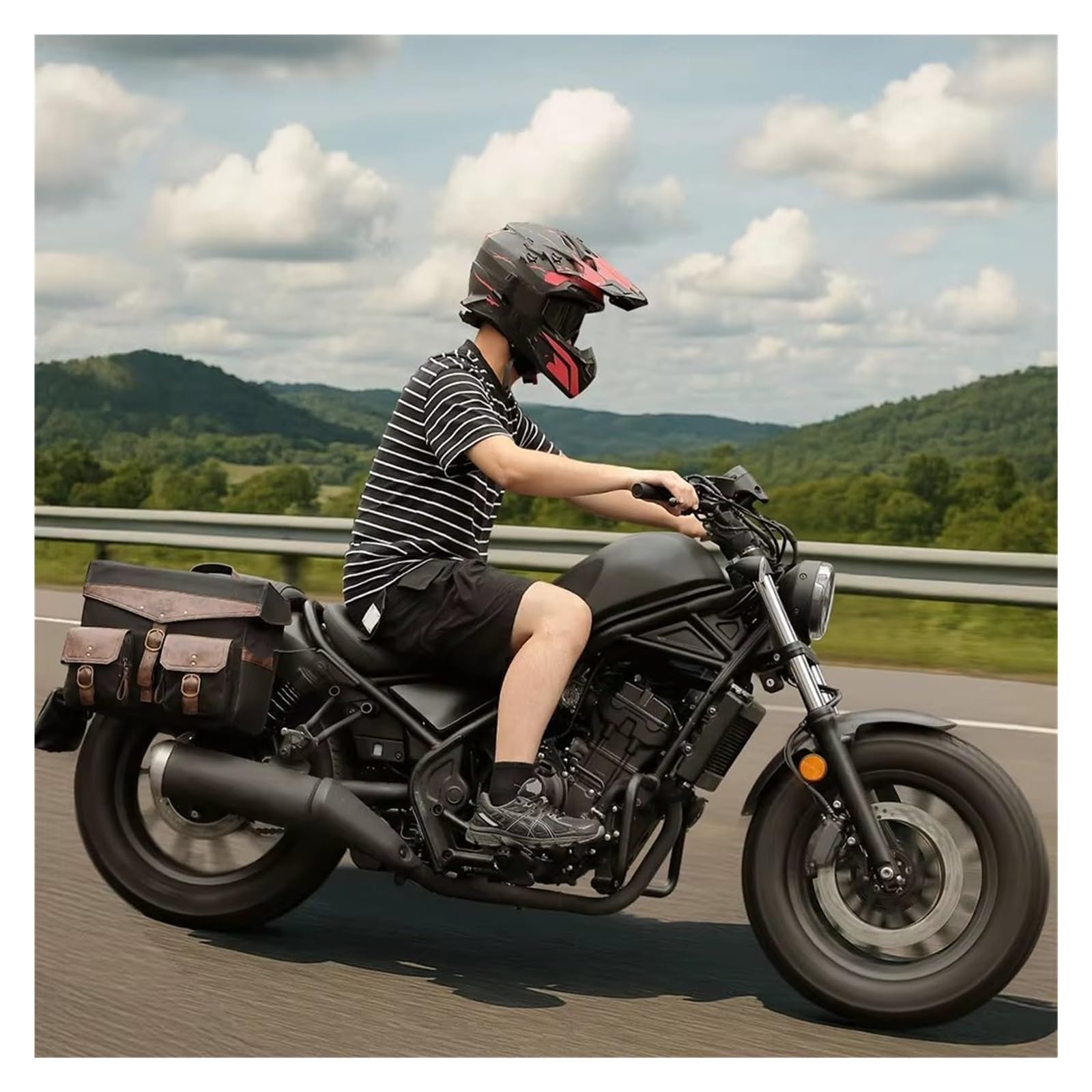 Borsa Posteriore Moto Borse Laterali Per Moto Tela Cerata Retrò 36 Litri Con Copertura Antipioggia Universale Per Sella Touring Cruiser Cafe