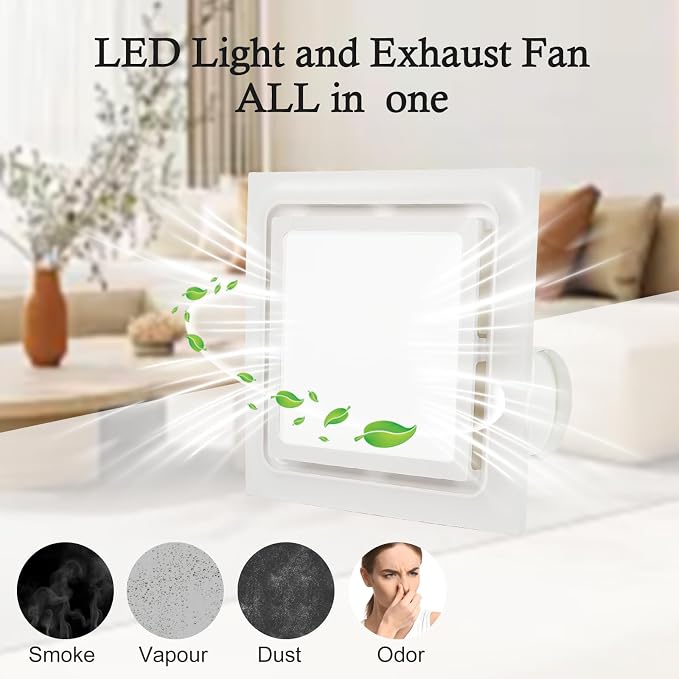 Extractor de baño con luz LED 12in panel 11.8in 1.0 Sone miniatura 3