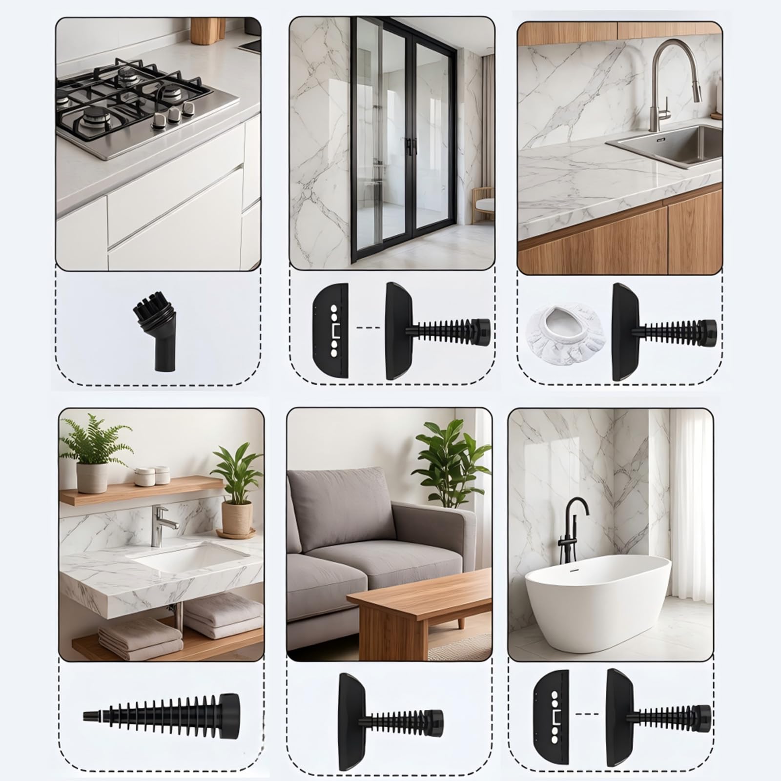 Limpiador de vapor de mano de 2000 W, limpiador de vapor multisuperficie de alta temperatura para grasa de cocina, azulejos de baño, interior de coche, tapicería, limpieza de colchones, con accesorios