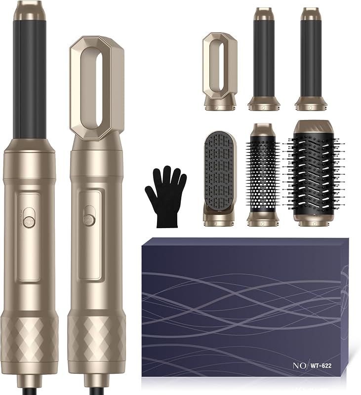 Atopskins 1000W Airstyler Hajformázó Készlet - 6 az 1-ben Hajszárító, Meleglevegős Körkefe, Hajegyenesítő és Göndörítő Minden Hajtípushoz