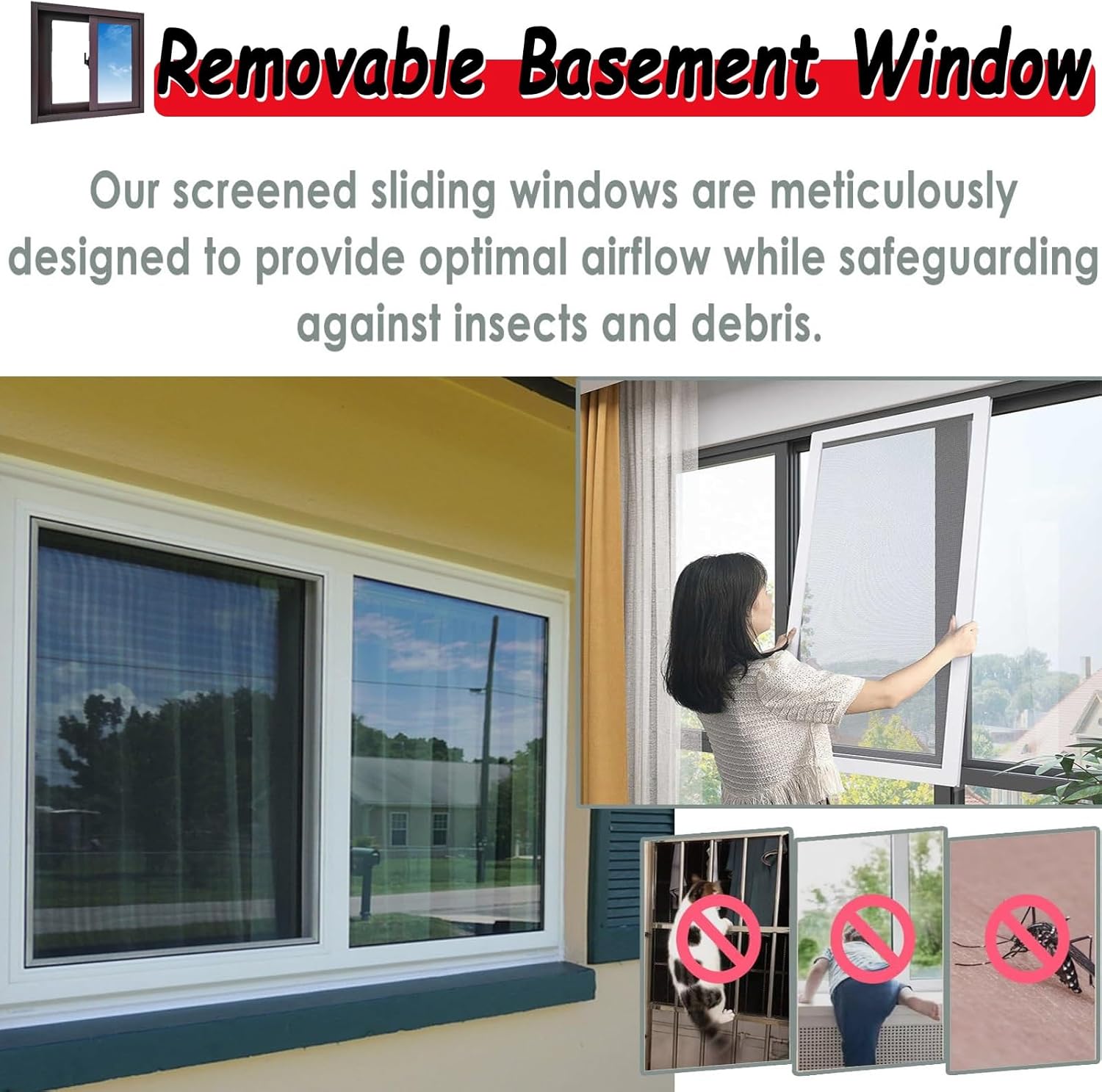 Heavy Duty Aluminum Sliding Window with Screen for Chicken Coop & Home, Custom Size 30x27in - Durable Replacement Basement Window for Ventilation & Light