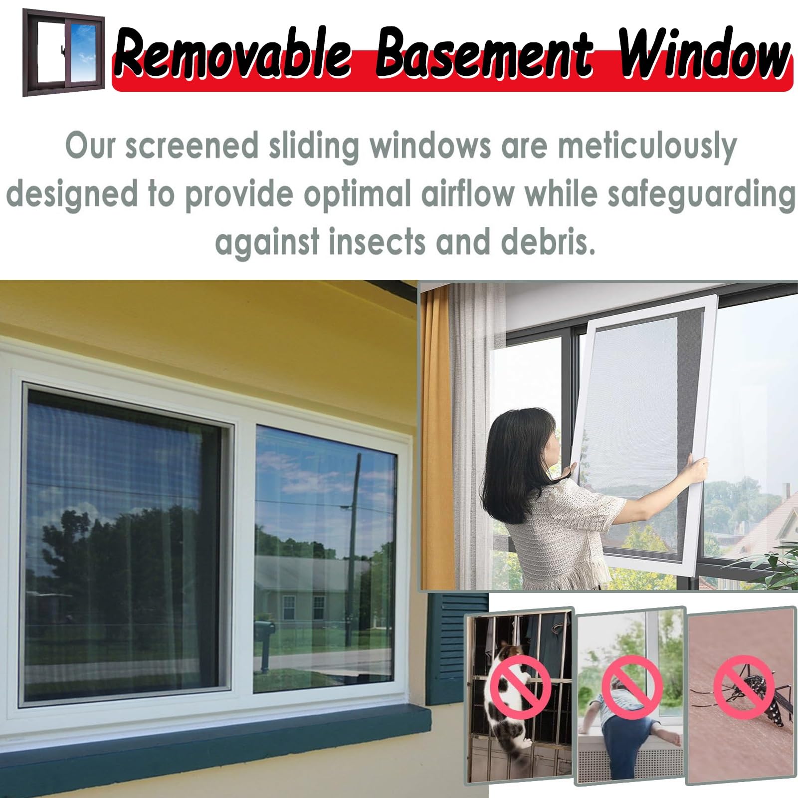 Ventana corrediza horizontal de aluminio blanco de 25 x 18 pulgadas para cobertizos, gallineros, sótanos, eficiencia energética, fácil instalación