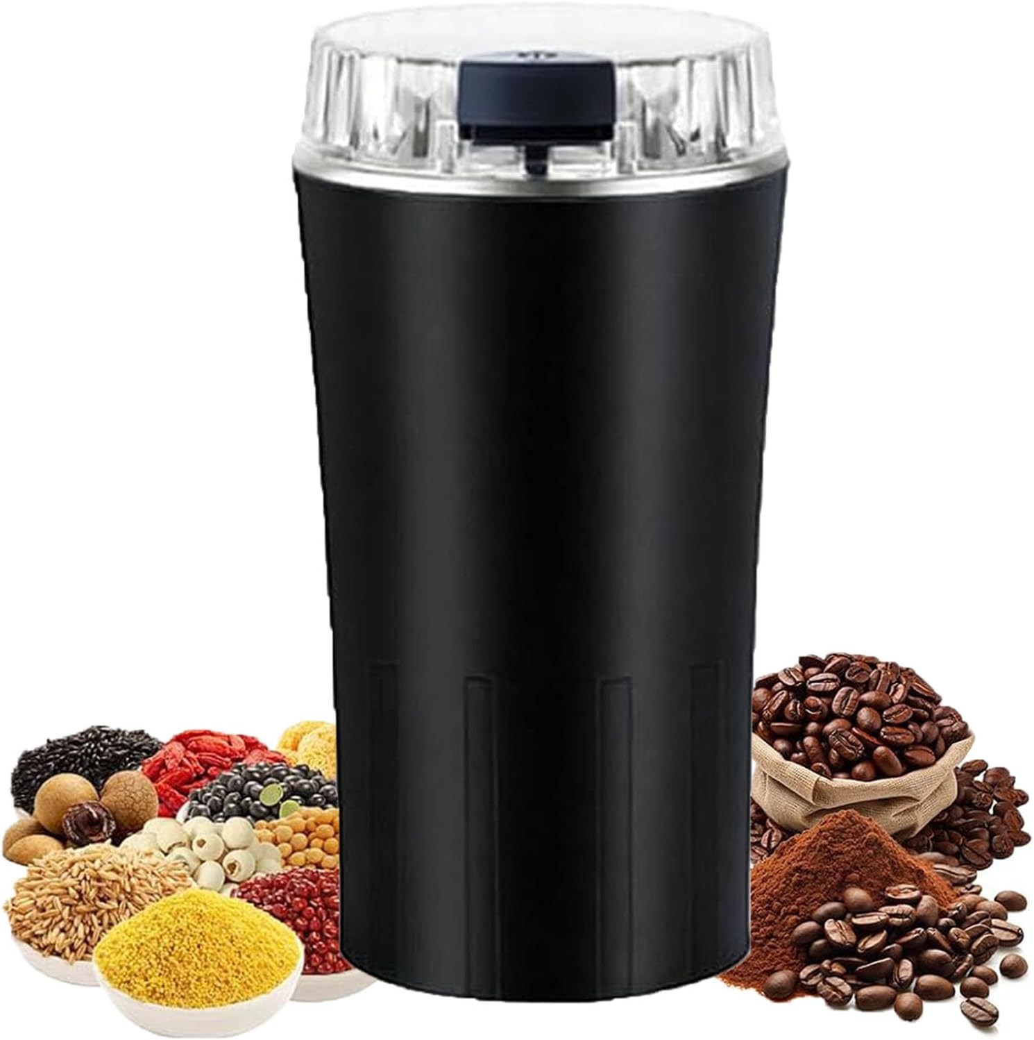 Household Superfine Grinder, Multi-Grain Powdering Machine Electric, 300W High Power Coffee and Spice Grinder with Stainless Steel Blades for Herbs, Nuts, Seeds, Grains (Black)