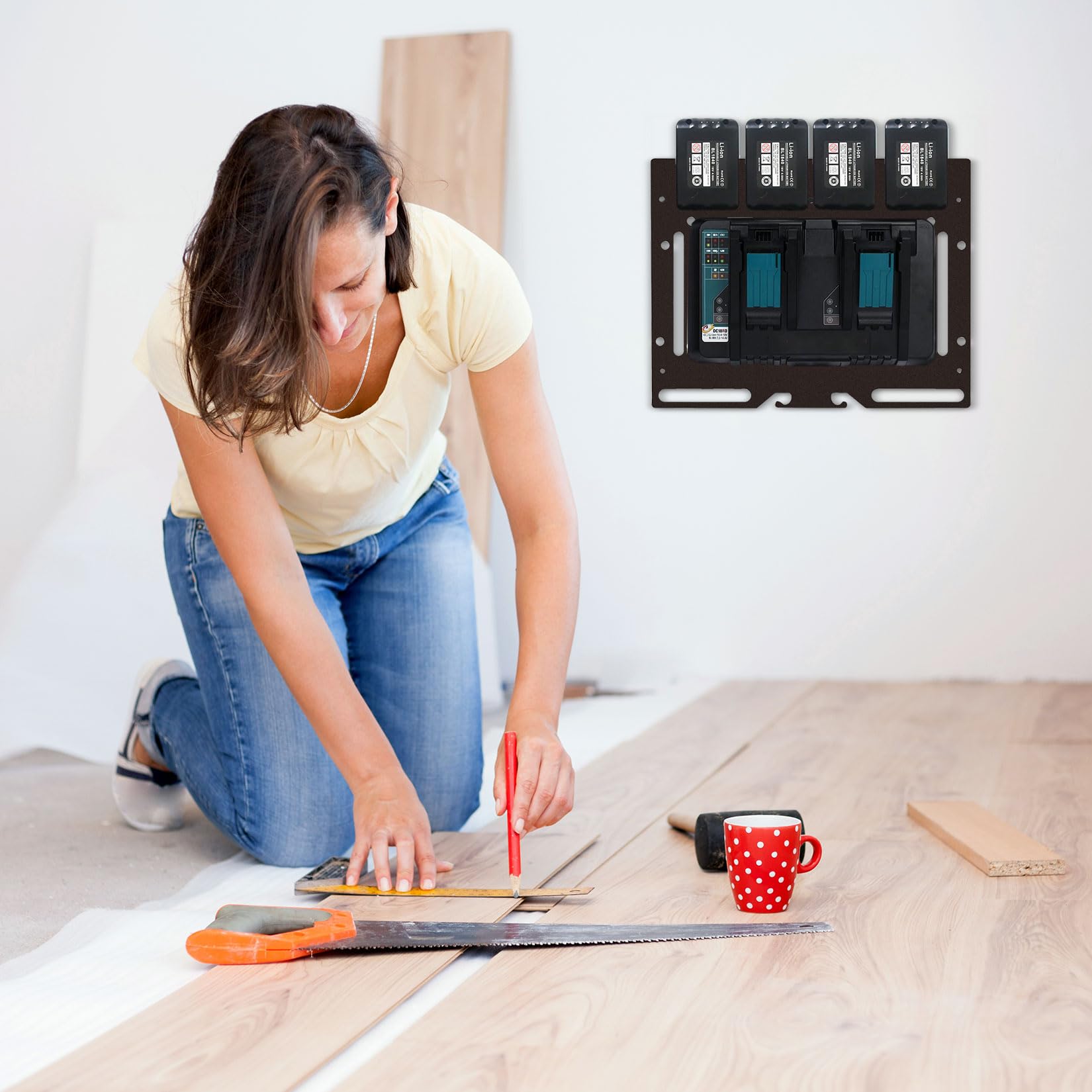 Idota Support mural pour batteries Makita 18 V 14,4 V pour chargeur Makita et perceuse-visseuse sans fil